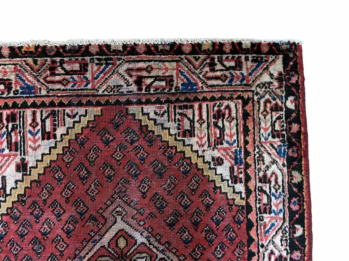 4x6 Antique Rug Handmade Wool Rug Organic Dyes Red Ivory Red Tribal Rug Boho Rug - Jewel Rugs, view 8