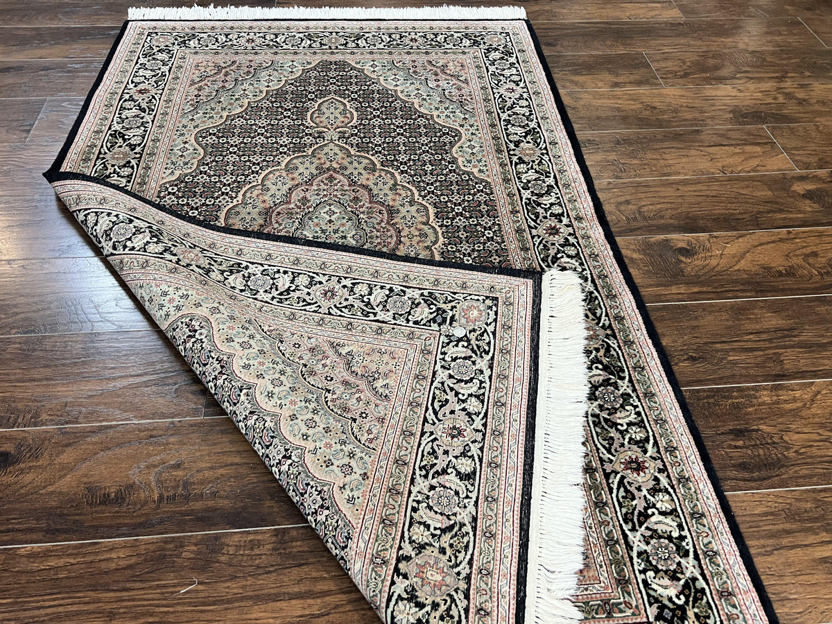 Sino Persian Rug 4x6, Fine Hand Knotted Carpet, Black, Wool, Vintage Rug 4 x 6, Herati Mahi, 300 KPSI - Jewel Rugs, view 12