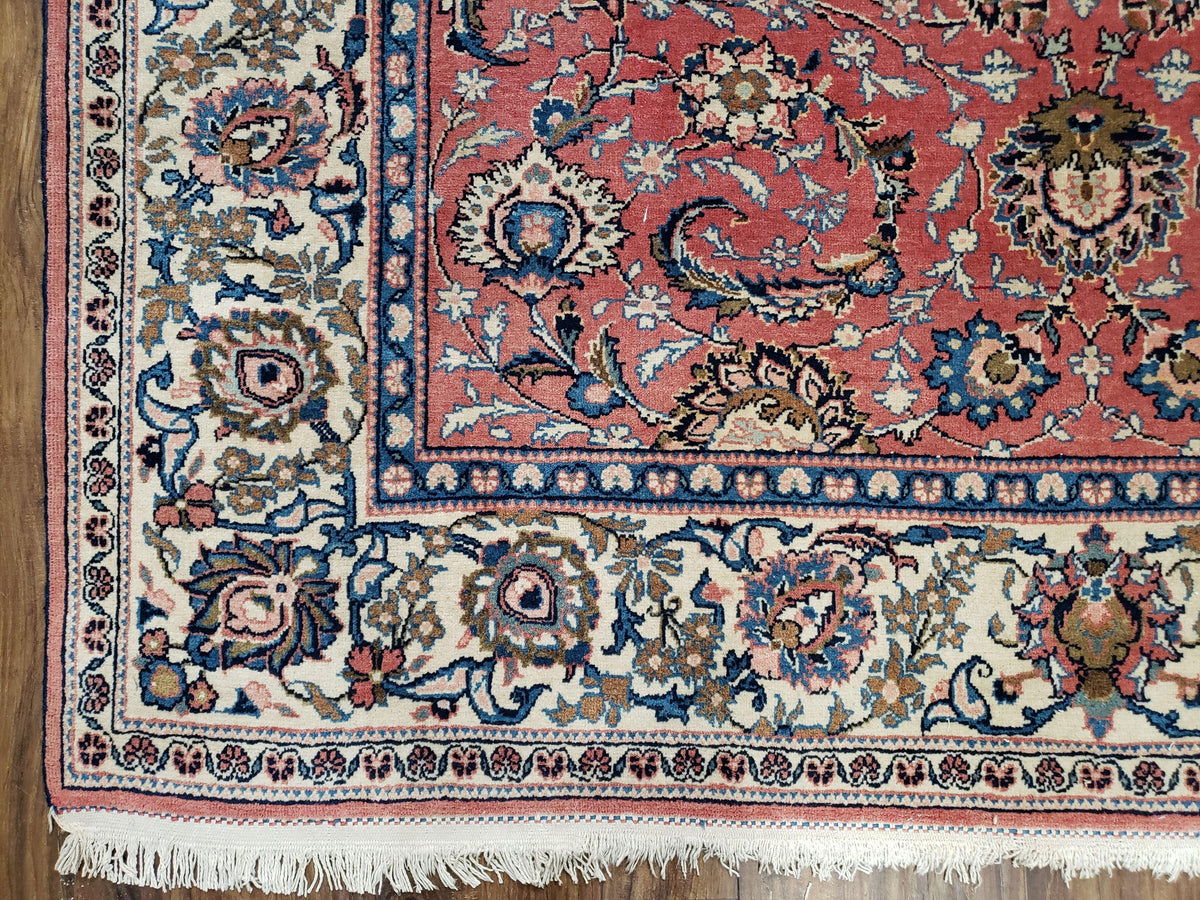 Semi Antique Persian Kashan, Red & Cream, Hand-Knotted, Wool, 4' 8" x 6' 6", Pair A - Jewel Rugs, view 9