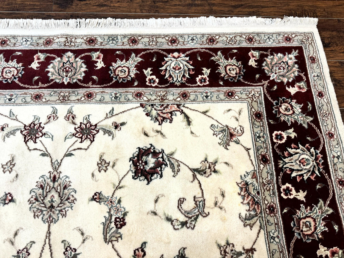 Ivory and Burgundy Pak Persian Rug 6x9 - Jewel Rugs, view 8