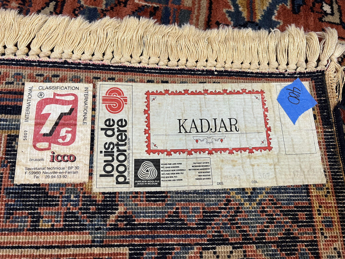 Heriz Rug 5.6 x 8, Geometric Medallion, Wool Oriental Carpet, Tribal Boho Rug, Red Navy Blue Cream, Belgium Power Loomed Rug, Medium Sized - Jewel Rugs, view 11