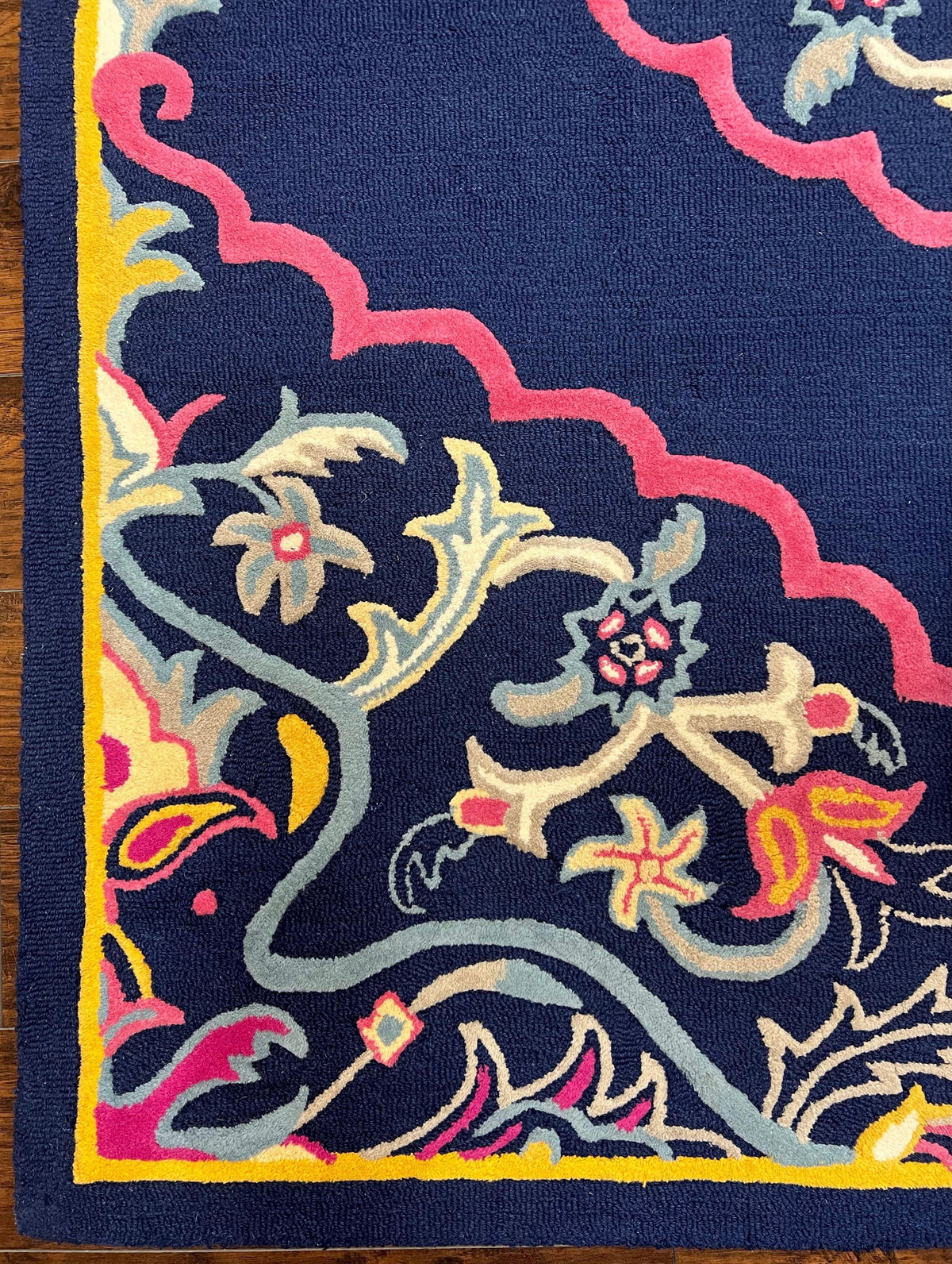 Safavieh Rug 8x10 Belagio Collection, Navy Blue Pink Yellow, Power-Loomed Wool Carpet, Floral Area Rug, Modern Rug, Room Sized 8 x 10 ft Rug - Jewel Rugs, view 9