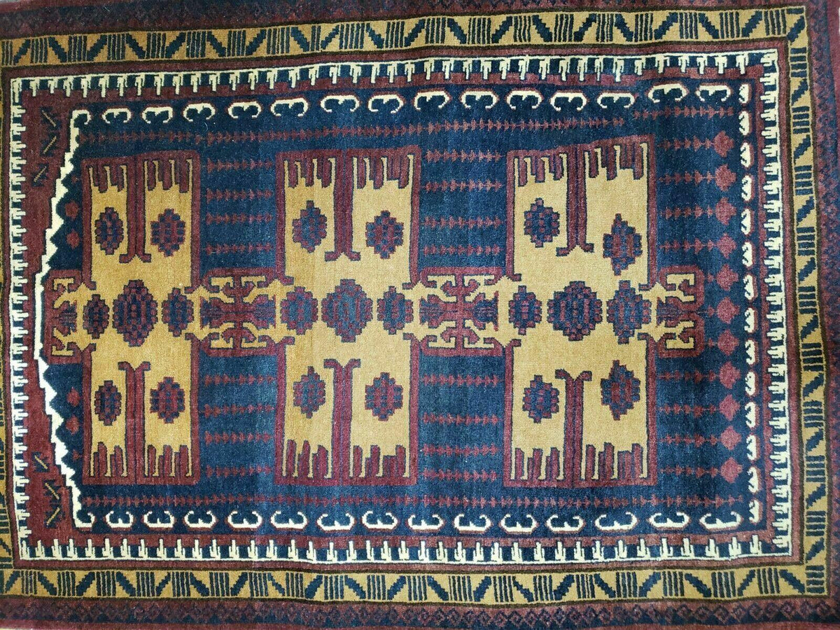 3' X 4' Vintage Handmade Balouchi Balouch Tribal Wool Rug Nice - Jewel Rugs, view 7