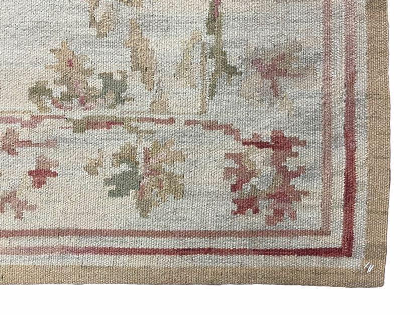 9x12 Flatweave Aubusson Needlepoint Rug, New, Beige, Tan, Green, Handmade, Hand-Knotted Area Rug, French European Carpet, Flowers - Jewel Rugs, view 10