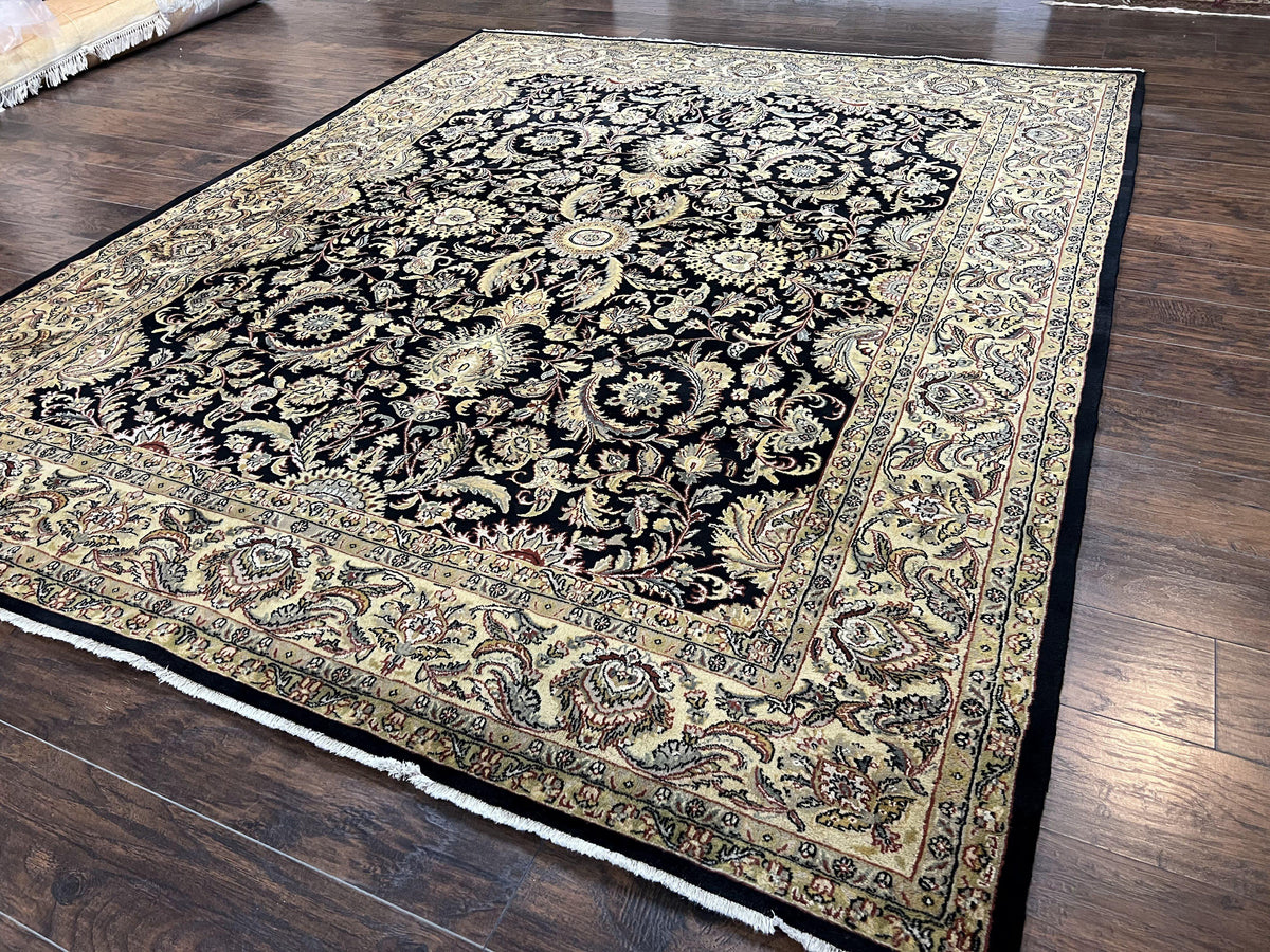 Indo Persian Rug 8 x 9.4, Allover Floral Design, Vintage Room Sized Rug, Traditional Oriental Carpet, Hand Knotted Rug for Living Room, Nice - Jewel Rugs, view 2