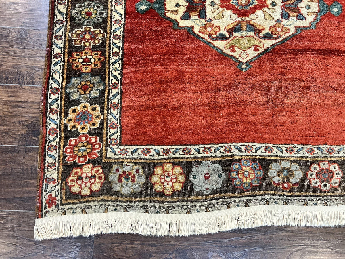 Antique Persian Bidjar Rug 4x8, Triple Medallions, Handmade Oriental Carpet, 1920s Rug, Wool Rug, Red - Jewel Rugs, view 9