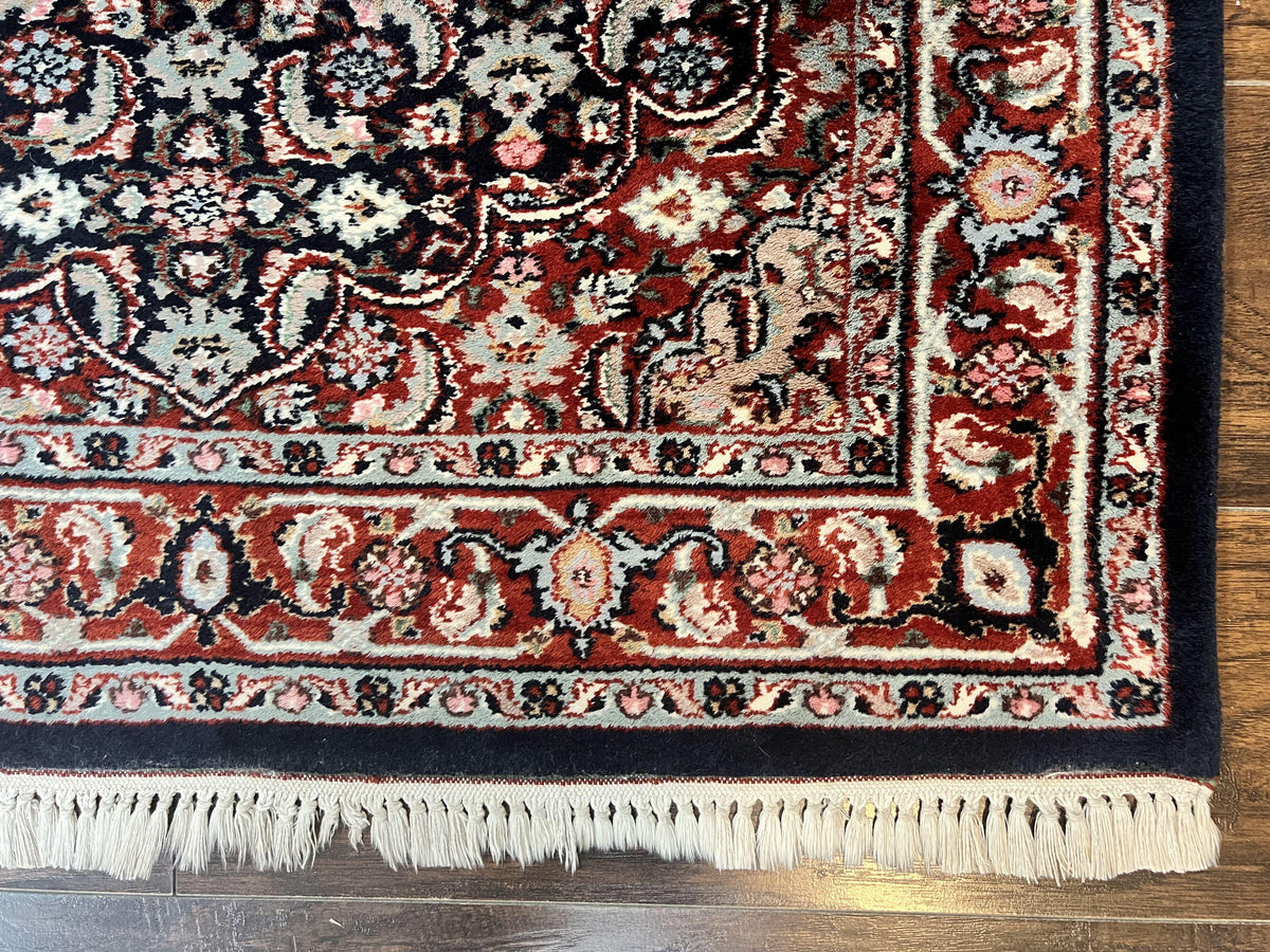 Indo Persian Rug 3x4, Herati Allover Pattern, Midnight Blue and Red, Small Vintage Handmade Wool Rug - Jewel Rugs, view 10