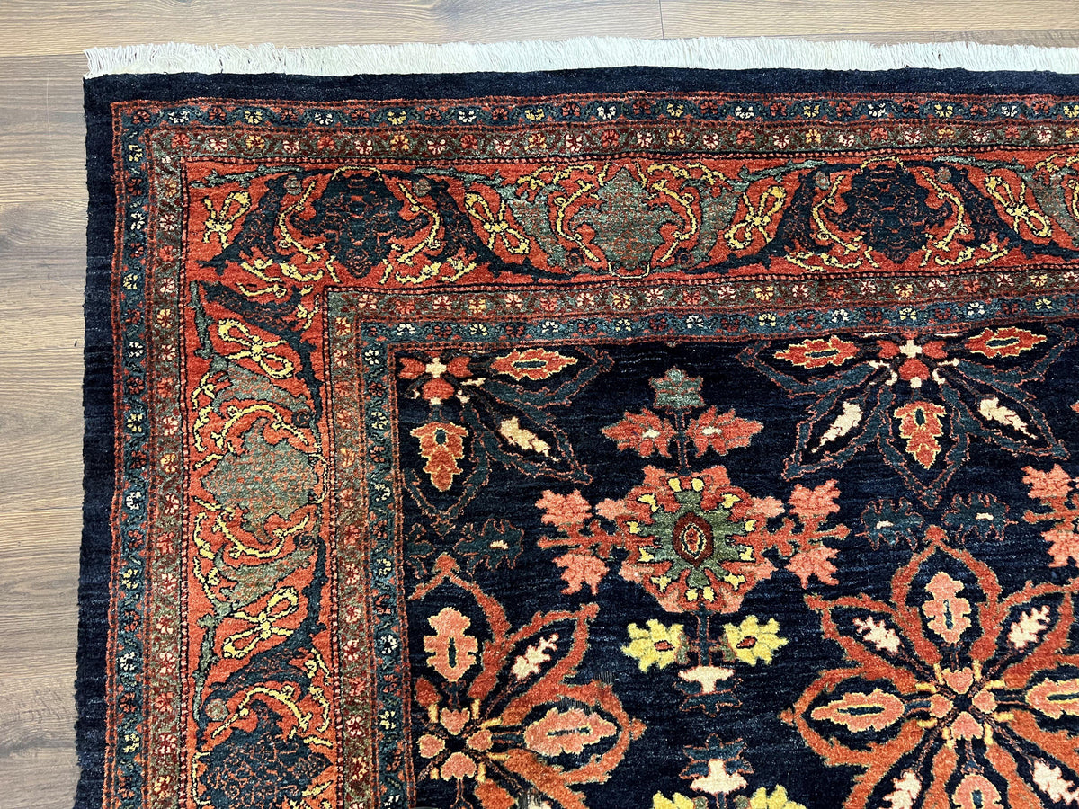 Wonderful Persian Rug 7x10, Navy Blue and Red, Allover Floral Pattern, Bidjar Carpet, Authentic Oriental Rug 7 x 10, Wool Hand Knotted Rug - Jewel Rugs, view 7