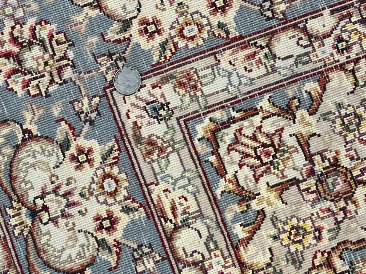 Sino Persian Square Rug 5x5, Very Fine Oriental Carpet, Wool & Silk Highlights, Ivory, Hand Knotted Handmade Vintage Traditional Rug - Jewel Rugs, view 11