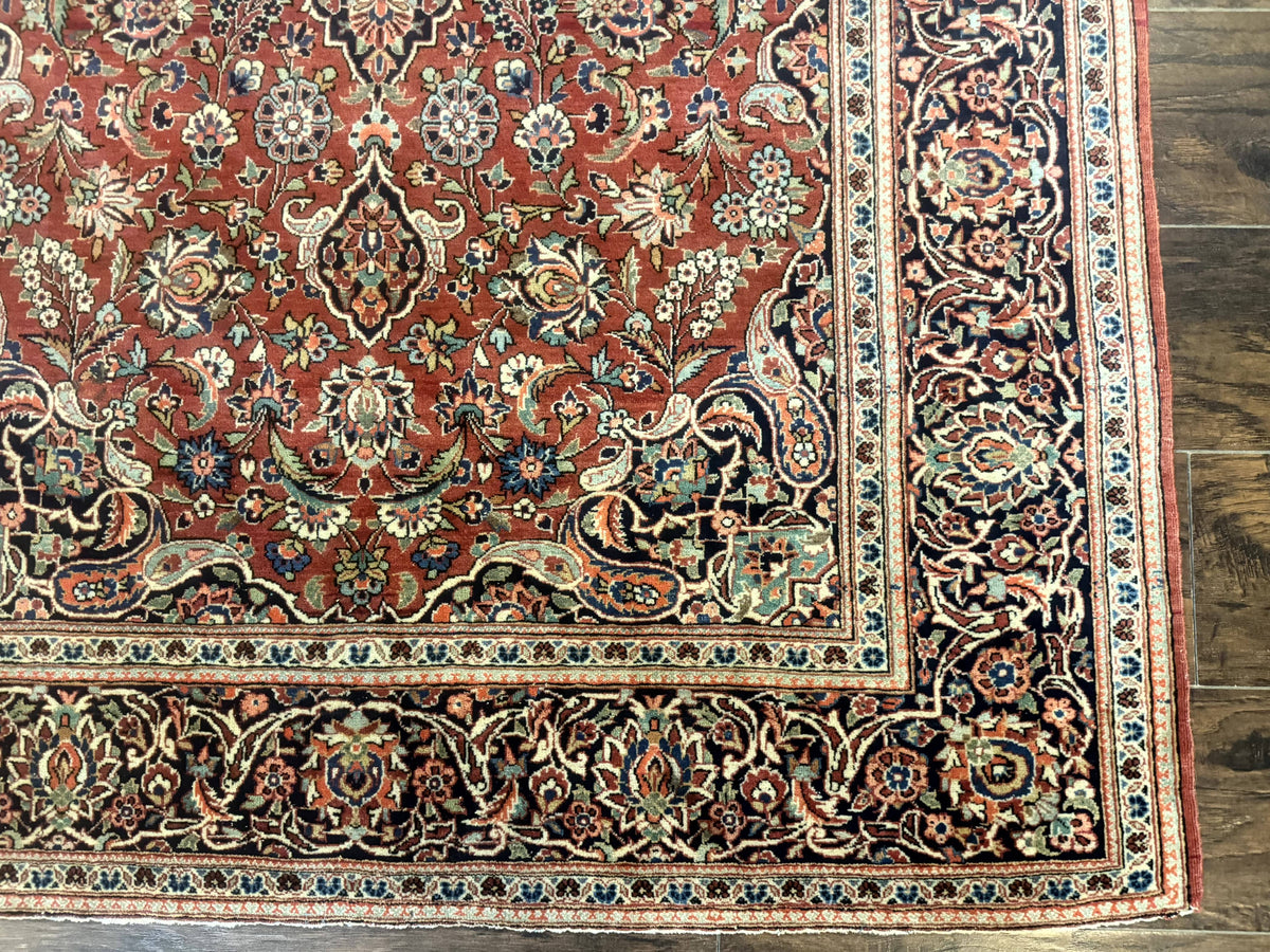 Persian Kashan Rug 4x7, Red, Floral Medallion, Vintage, Wool - Jewel Rugs, view 10