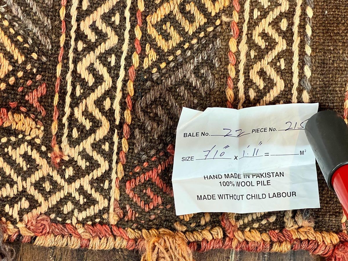 Tribal Runner Rug 2x8, Pakistani Turkoman Runner, Wool Handmade Vintage Rug - Jewel Rugs, view 11