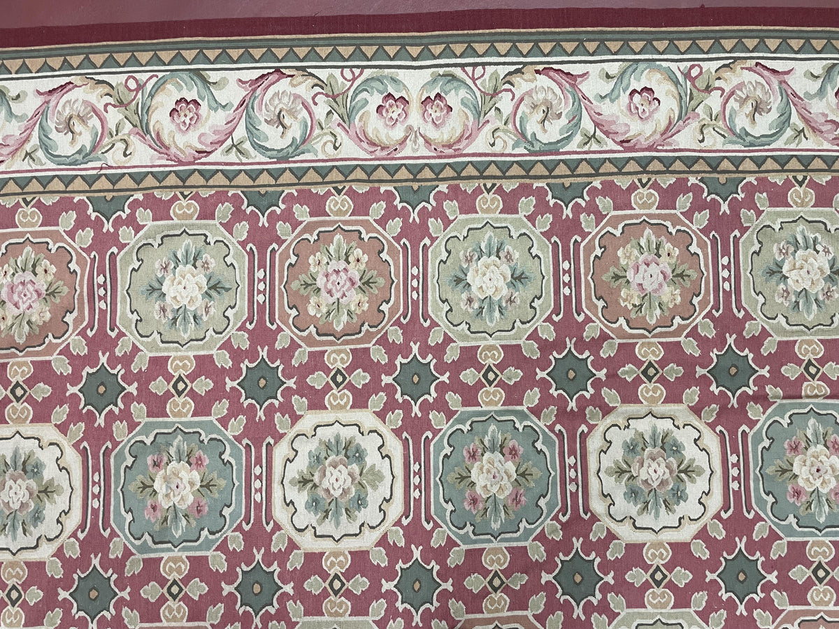 Square Aubusson Rug 9x9, Panel Design, European French English Carpet, Wool - Jewel Rugs, view 7