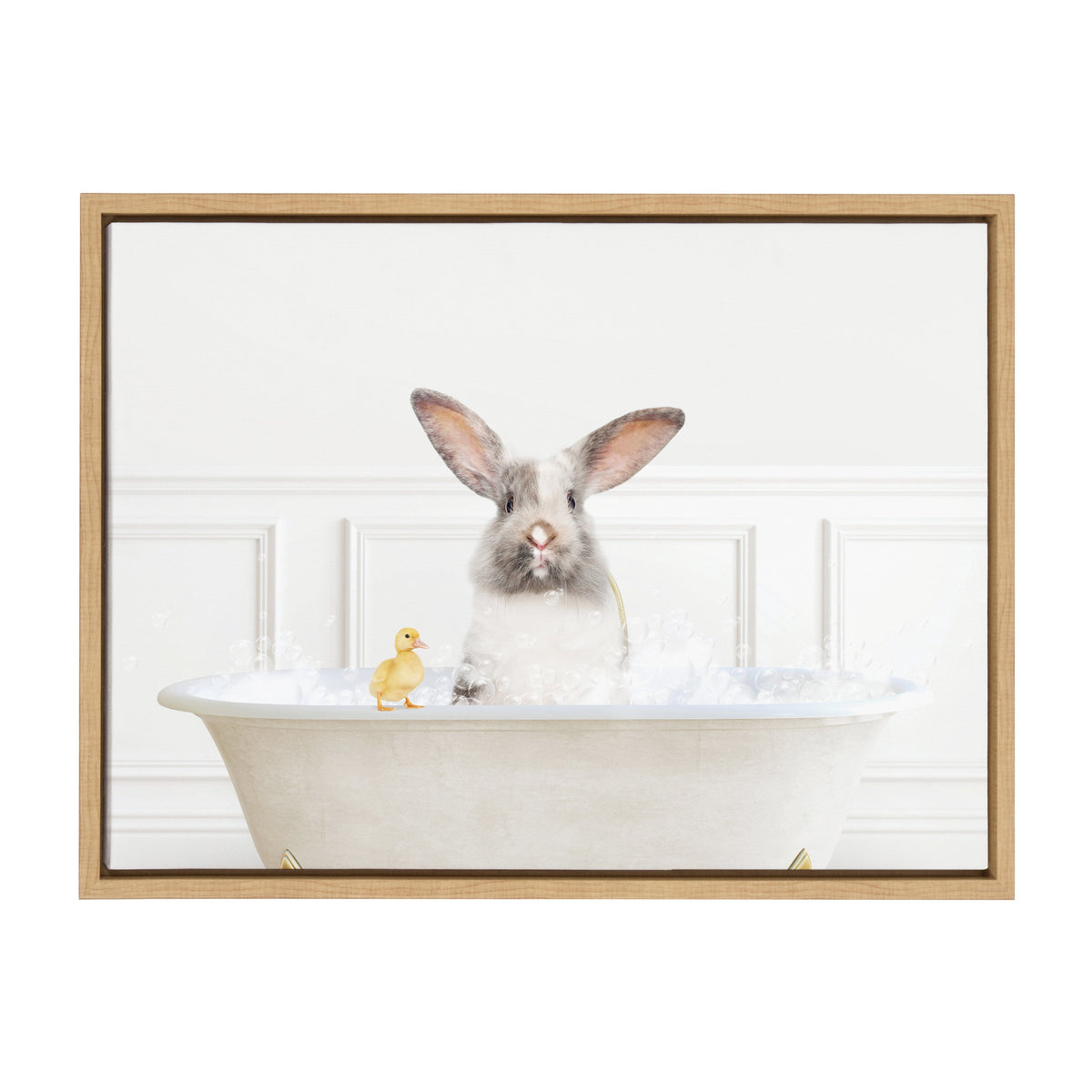 Sylvie Bunny In Bubble Bath Neutral Style Framed Canvas by Amy Peterson Art Studio