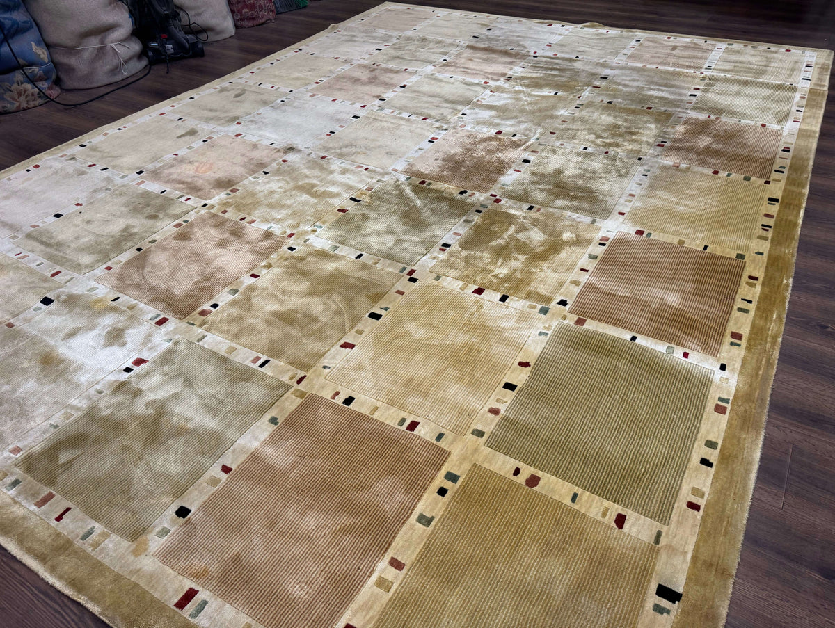 Large Wool Rug 10x13, Panel Design, Modern Contemporary Carpet - Jewel Rugs, view 3