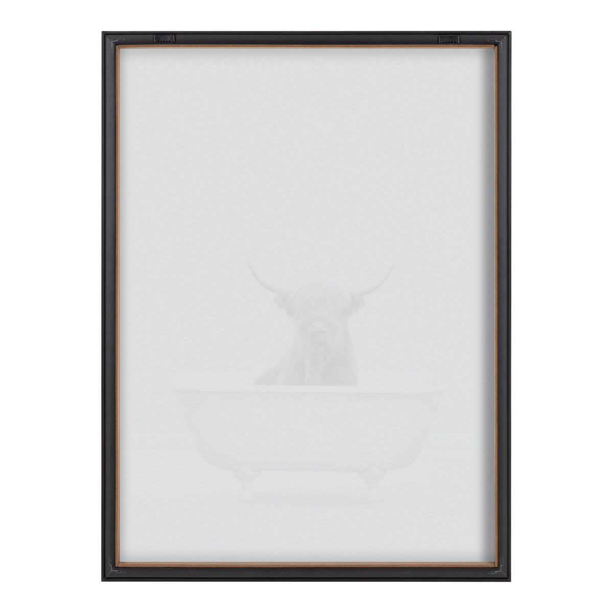 Blake Highland Cow Solo Bathtub Framed Printed Glass by Amy Peterson Art Studio