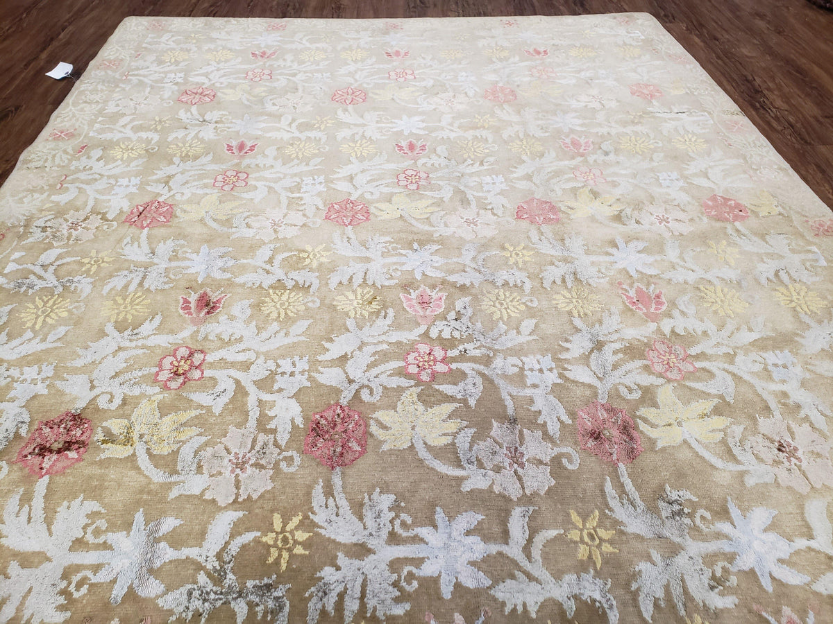 Modern Tibetan Rug 6x9, Wool and Silk Tibetan Rug, Handmade Tibetan Rug, Silk Flowers, Contemporary Rug, Soft Rug, Tibetan Area Rug, Tan - Jewel Rugs, view 13