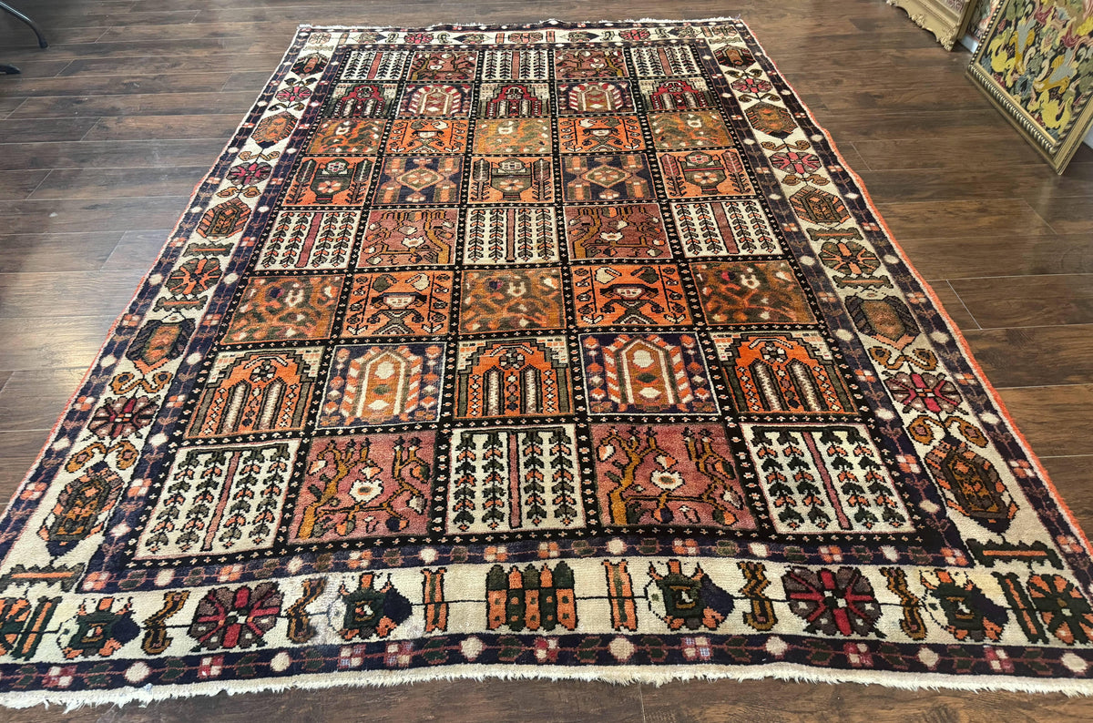Persian Bakhtiari Tribal Rug 7x10, Panel Design, Semi Antique - Jewel Rugs, view 2