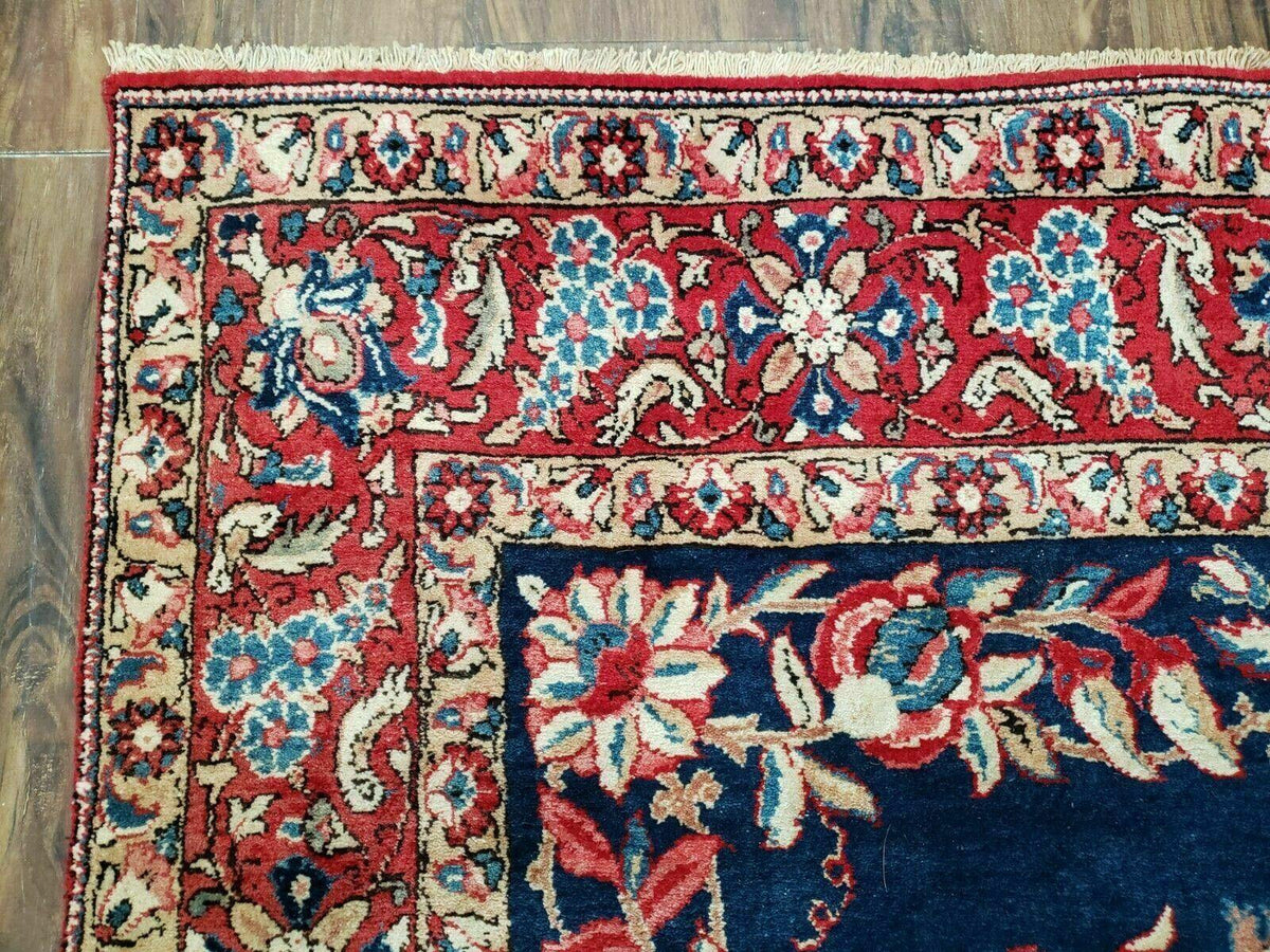 4' X 7' Vintage Handmade Turkish Wool Rug Flowers Birds Tree Of Life Blue Red - Jewel Rugs, view 7