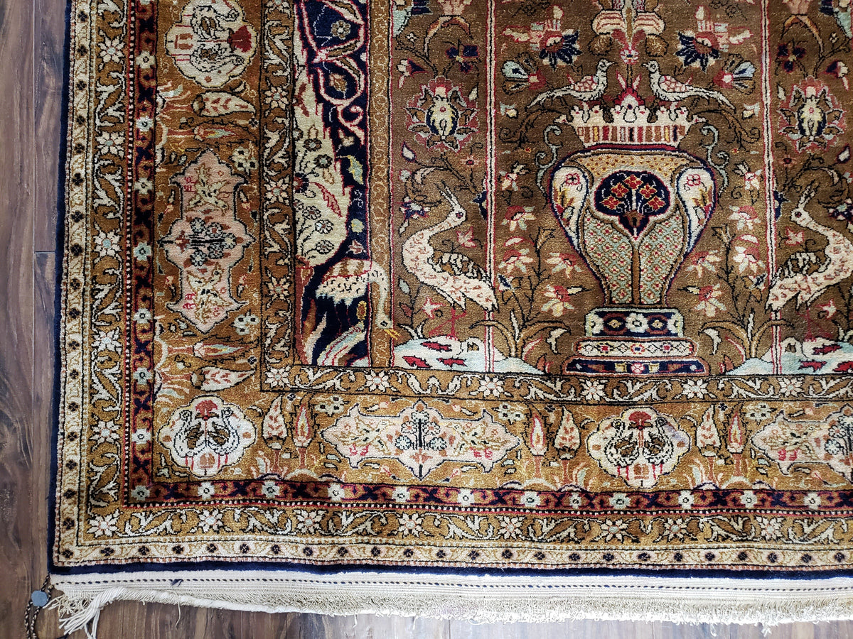 Semi Antique Persian Qum Silk Prayer Rug, Silk, Hand-Knotted, 3'6" x 5' - Jewel Rugs, view 8