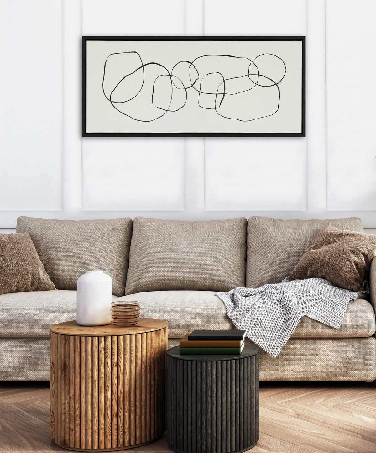Sylvie Dancing Circles Framed Canvas by Teju Reval