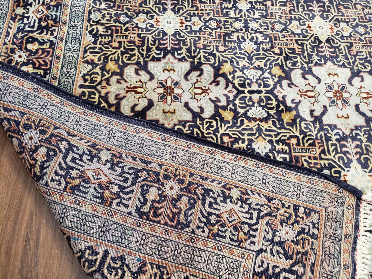 Navy Blue Persian Kashan Rug, Hand-Knotted, Wool, 4' 8" x 7' 4", Pair B - Jewel Rugs, view 11