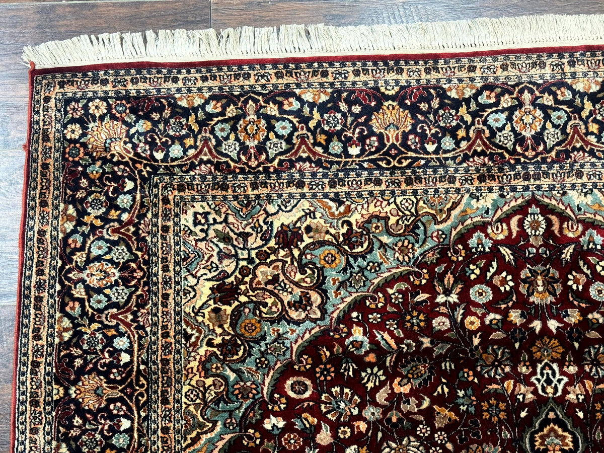 4x6 Silk Rug, Very Fine 650 KPSI, Silk Persian Carpet, Red, Floral Medallion, Sino Persian - Jewel Rugs, view 6