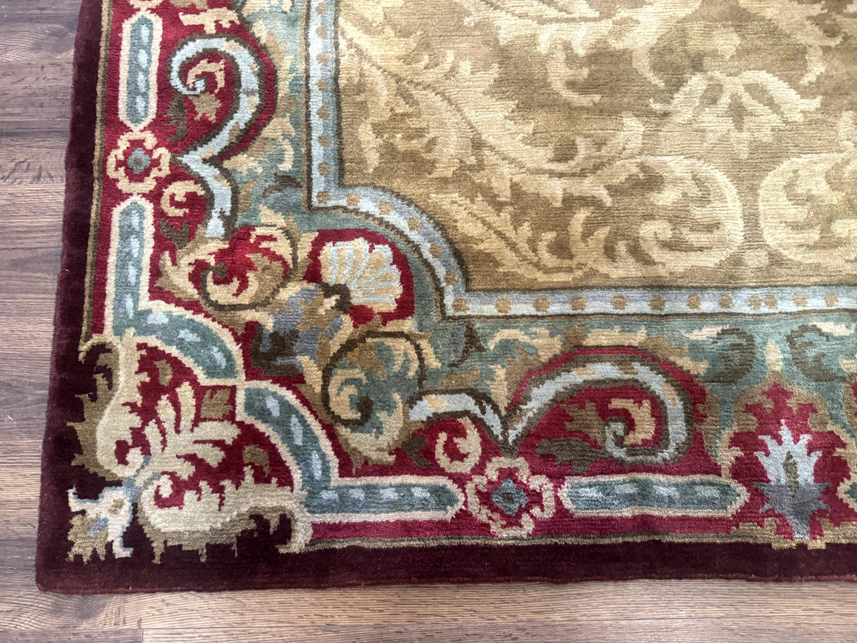Tibetan Aubusson Rug 6x9, Gold-Beige, Soft Wool Pile, Handmade - Jewel Rugs, view 9