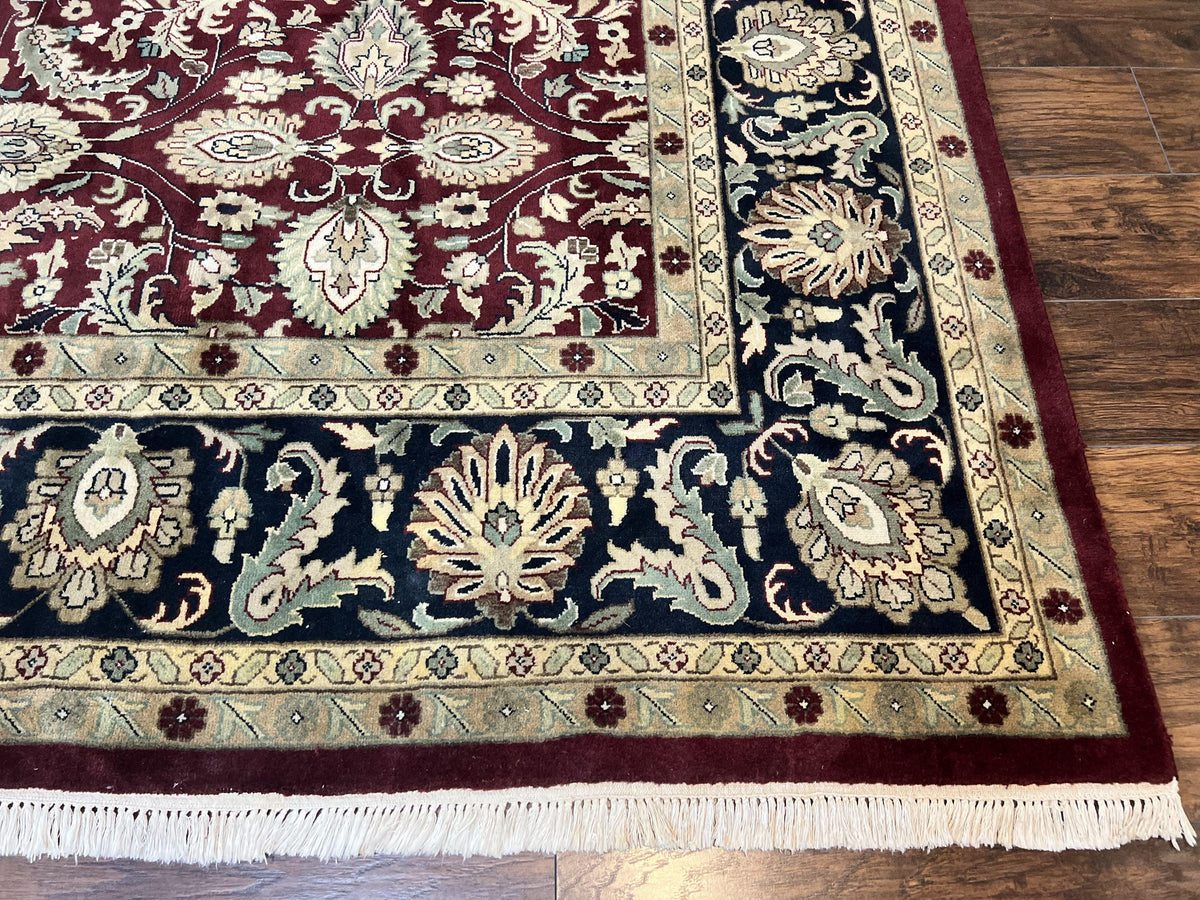 Indo Persian Rug 10x14, Floral Allover, Maroon, Handmade Hand Knotted VIntage Wool Rug, Large Oriental Carpet - Jewel Rugs, view 10