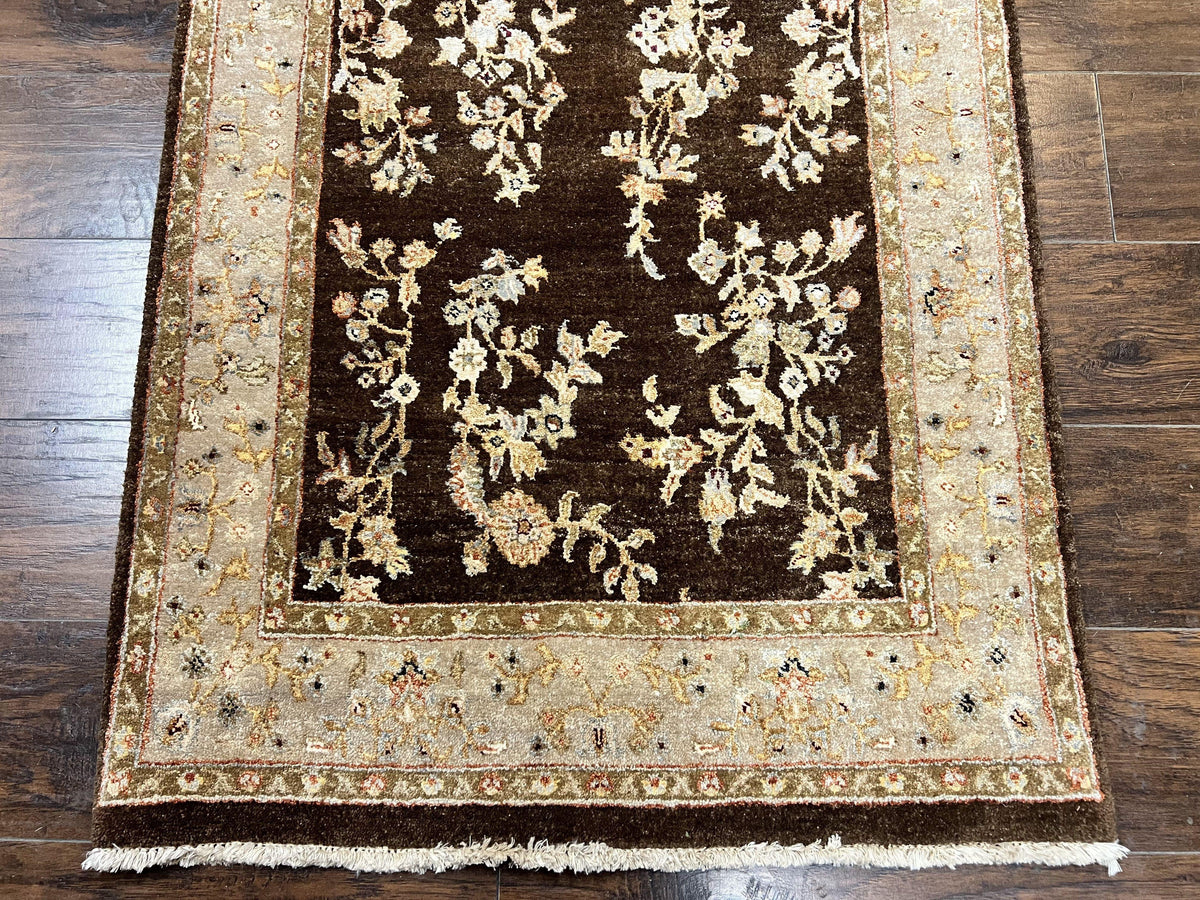 Peshawar Runner Rug 3 x 20, Wool Hand Knotted Vintage Pakistani Carpet, Brown & Taupe, Chobi Mahal Floral Rug, Extra Long Hallway Runner - Jewel Rugs, view 6