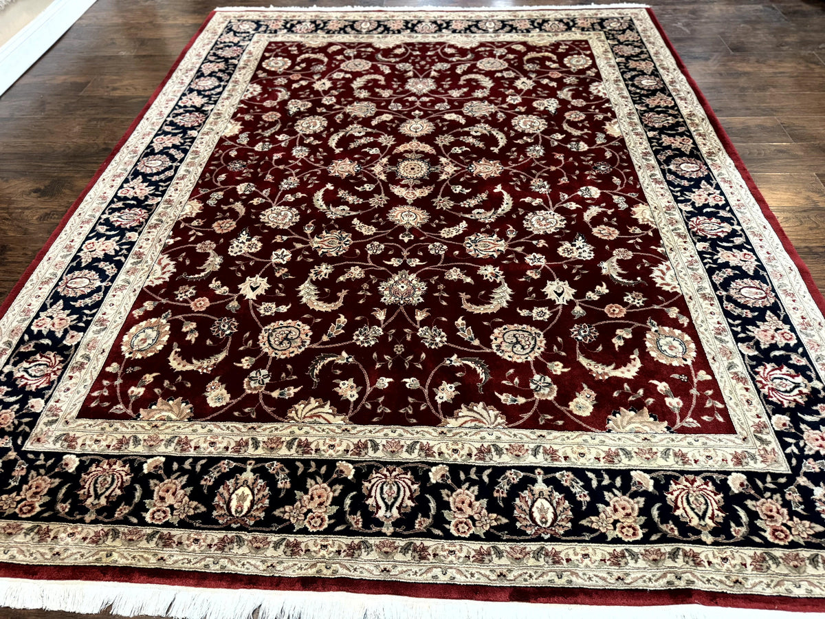 Maroon Persian Area Rug 8x10, Floral Allover, Pak Persian, Wool and Silk Highlights, Traditional Oriental Carpet - Jewel Rugs, view 2