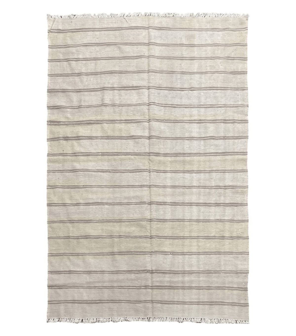 5x8 Turkish Kilim Rug, Flatweave Carpet, Striped Blanket, Southwestern Design, New, Gray, Wool, High Quality, Hand-Knotted - Jewel Rugs