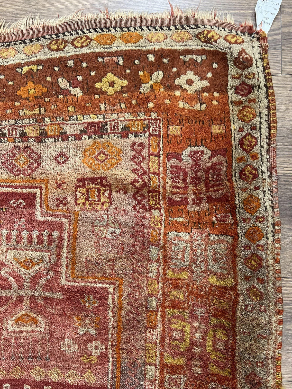 Antique Turkish Melas Rug 4x7, Tribal Geometric Unique Collectible Hand Knotted Wool Oriental Carpet, Rare 1920s Rug, Burnt Orange Red - Jewel Rugs, view 8