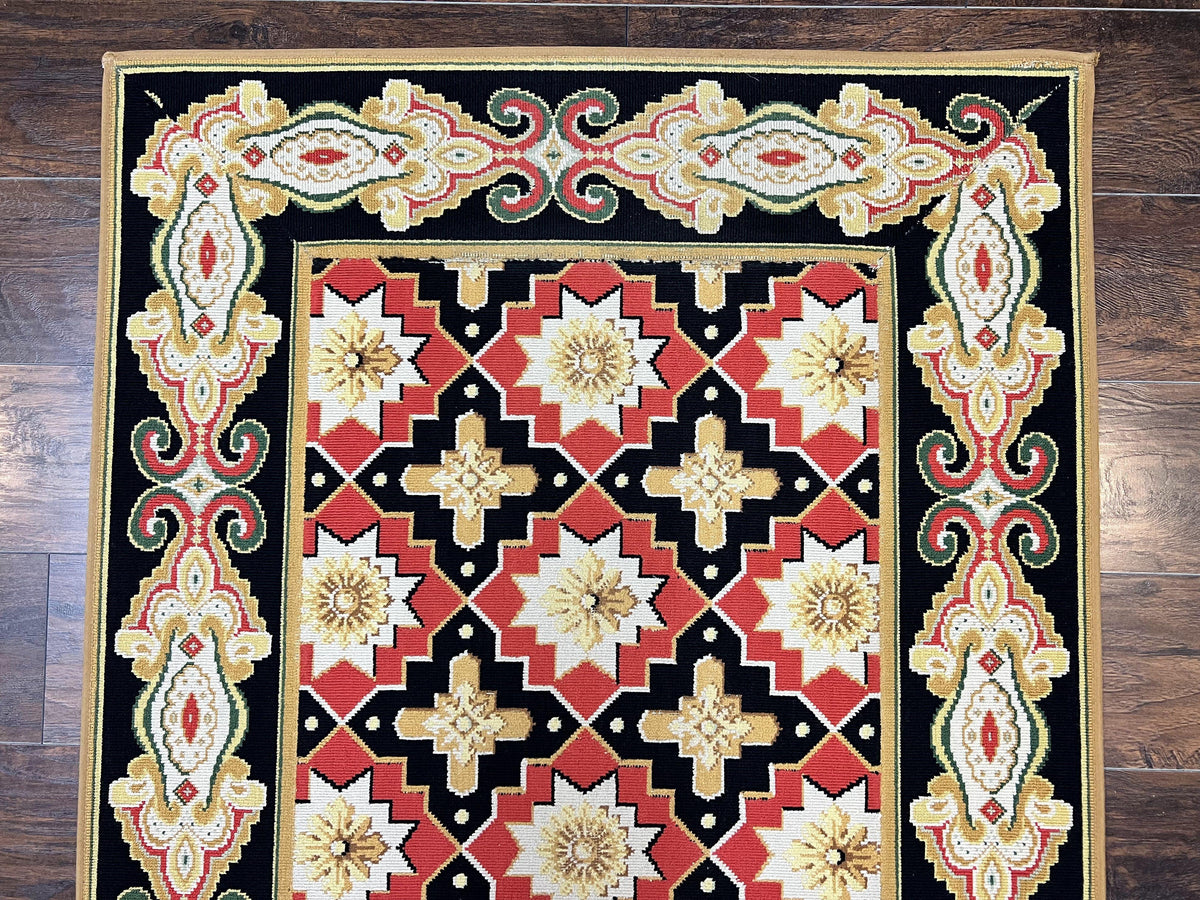 Vintage Runner Rug 3.5 x 14, Long Runner Rug, Stark Custom Made Carpet, European Design, Red Black Ivory Tan, Long Rug for Hallway - Jewel Rugs, view 4