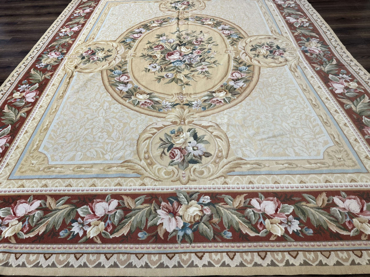 Needlepoint Rug 8x10, Aubusson Savonnerie European Carpet, Floral, Elegant - Jewel Rugs, view 6