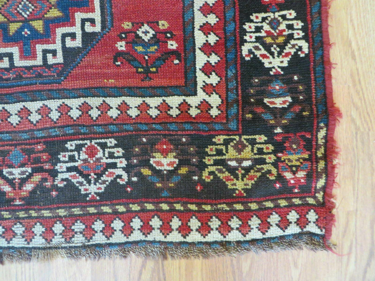 3' 3" X 10' Hand-Knotted Antique Handmade Caucasian Kazak Wool Runner Rug - Jewel Rugs, view 9