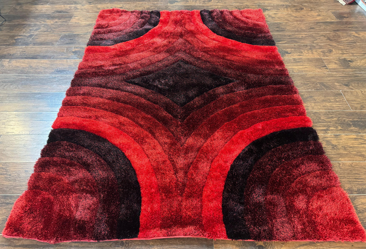 Red and Black Shag Rug 5x7, Pair A - Jewel Rugs, view 2