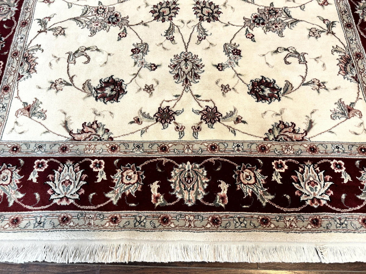 Ivory and Burgundy Pak Persian Rug 6x9 - Jewel Rugs, view 6