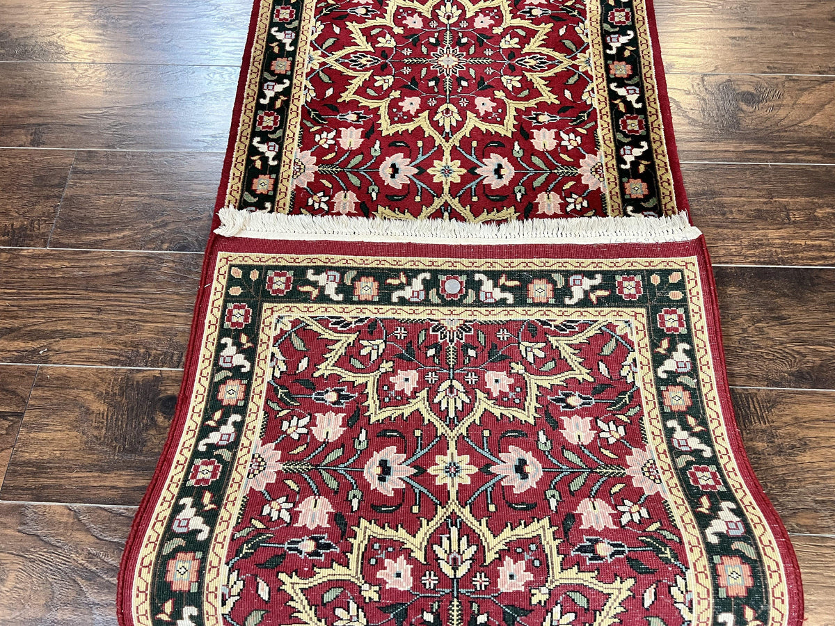 Indo Persian Runner Rug 2.6 x 10, Floral Hand Knotted Wool Hallway Rug, Red - Jewel Rugs, view 10
