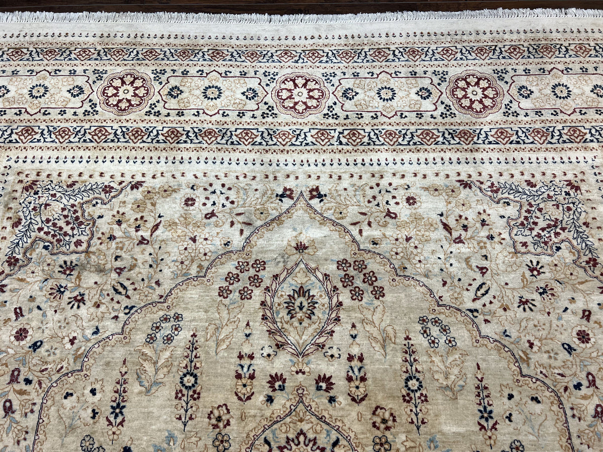 Pak Persian Rug 9x11, Very Fine Hand Knotted Oriental Carpet, Haji Jalili Design, Ivory/Cream, Wool Handmade Room Sized Rug 9 x 11 ft, Nice - Jewel Rugs, view 3