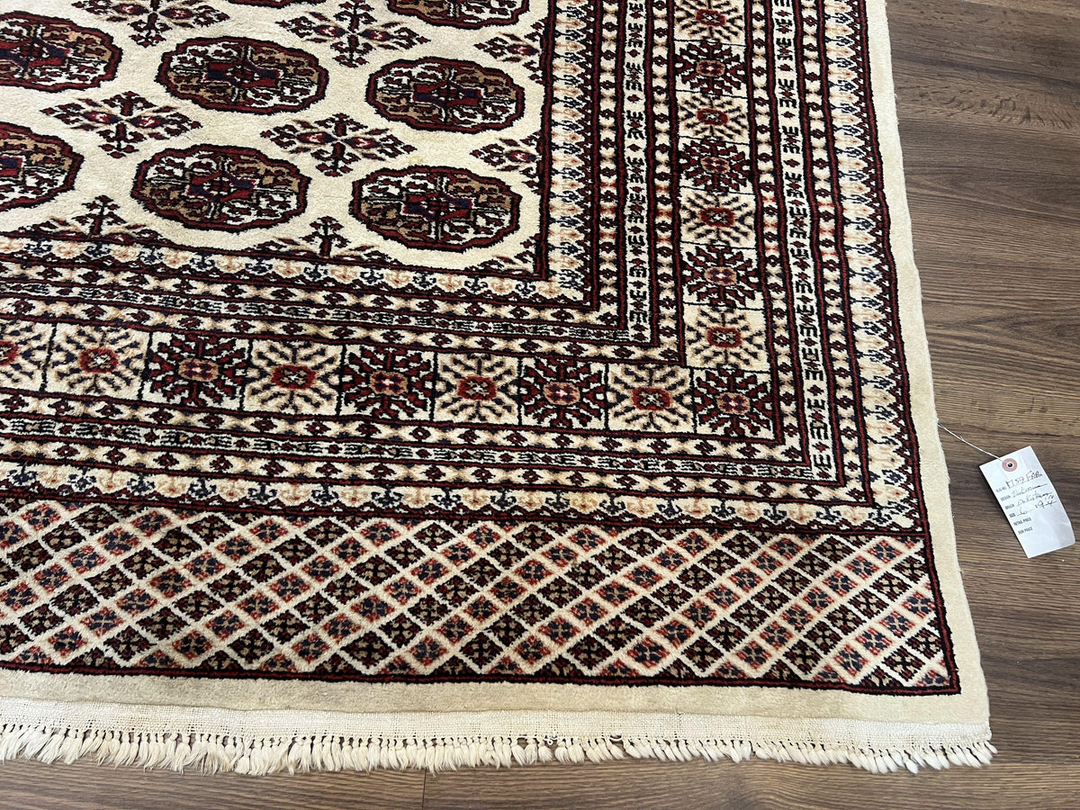 Pakistani Turkoman Rug 6x9, Cream and Red Hand Knotted Wool Oriental Carpet, Yamud Rug, Tribal Rug 6 x 9, Bohemian Area Rug, Bokhara Rug - Jewel Rugs, view 10