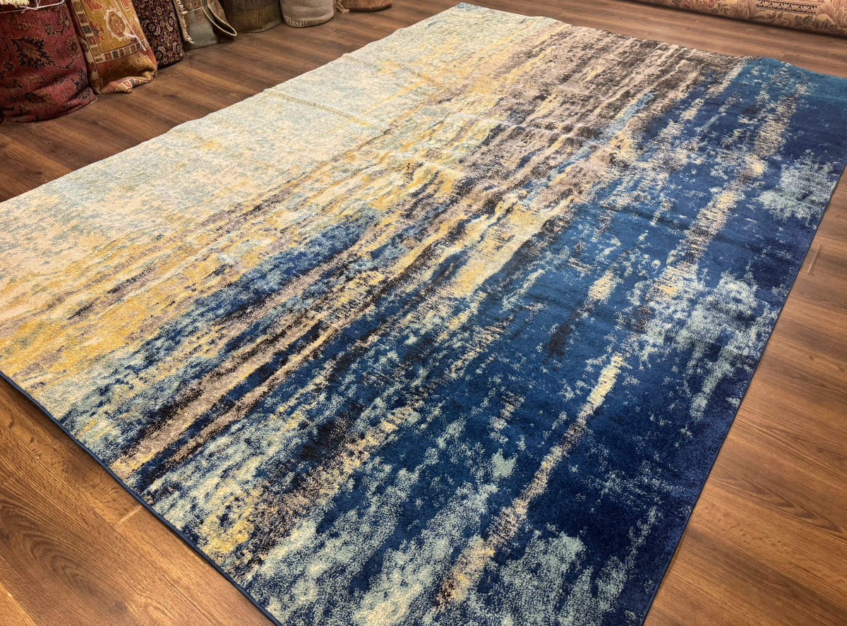 Modern Abstract Blue Area Rug 8x11 ft - Jewel Rugs, view 3