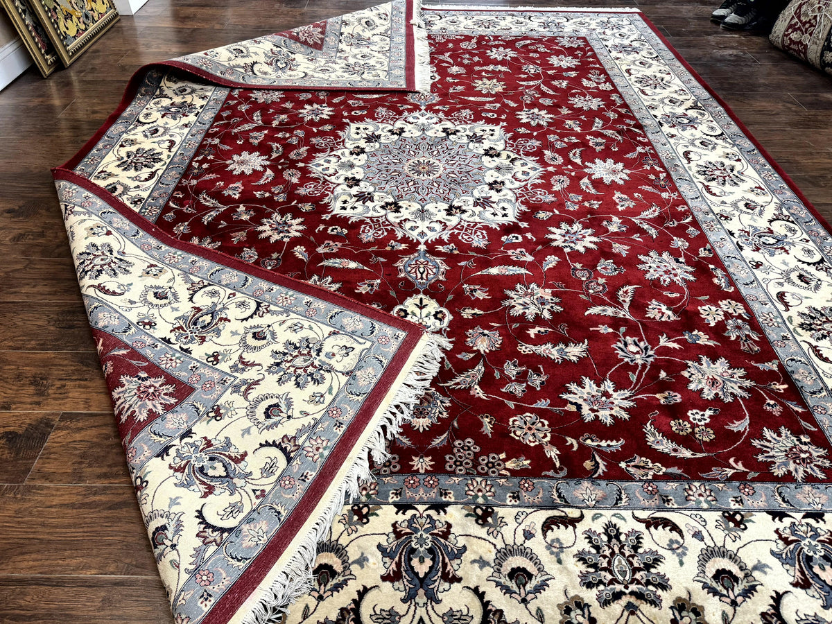 Pak Persian Rug 9x12, Maroon and Ivory, Wool Handmade Vintage - Jewel Rugs, view 12