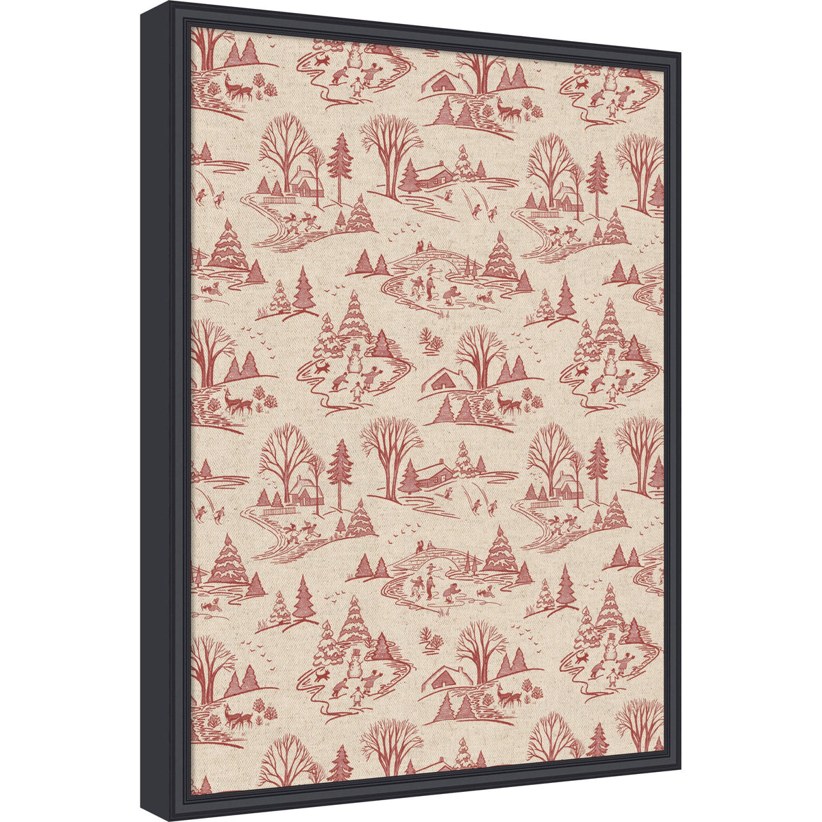 Framed Fabric Magnetic Board Wonderland Red Toile Wall Organization