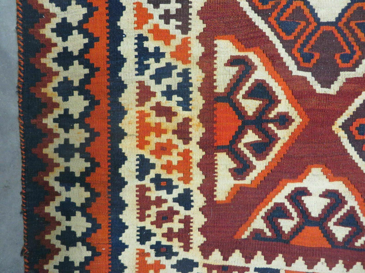 5' X 10' Antique Turkish Kilim Handmade Flat Weave Wool Rug Red Colorful Veg Dye Bohemian Boho Chic Tribal Style And Design - Jewel Rugs, view 8