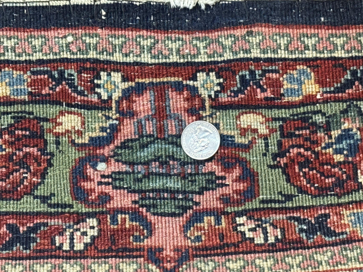 Antique Persian Rug 4x5, Navy Blue 1920s Carpet, Wool, Rare, Fine, Persian Hamadan Bidjar Carpet - Jewel Rugs, view 11