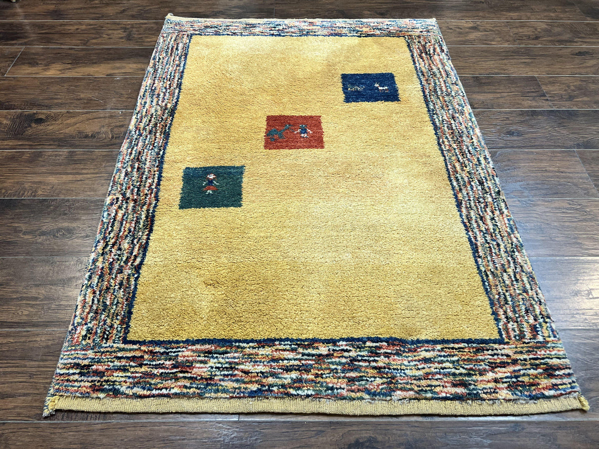 Indo Gabbeh Rug 3.7 x 5, Tribal Rug, Boho Rug, Wool Handmade Carpet - Jewel Rugs, view 13
