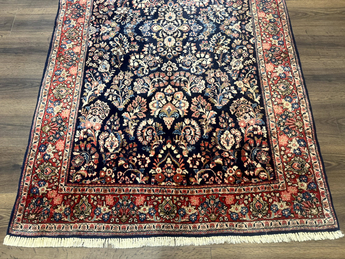 Navy Blue Persian Rug 4x6, Sarouk Mohajeran Carpet, Antique Persian Rug, Floral - Jewel Rugs, view 5