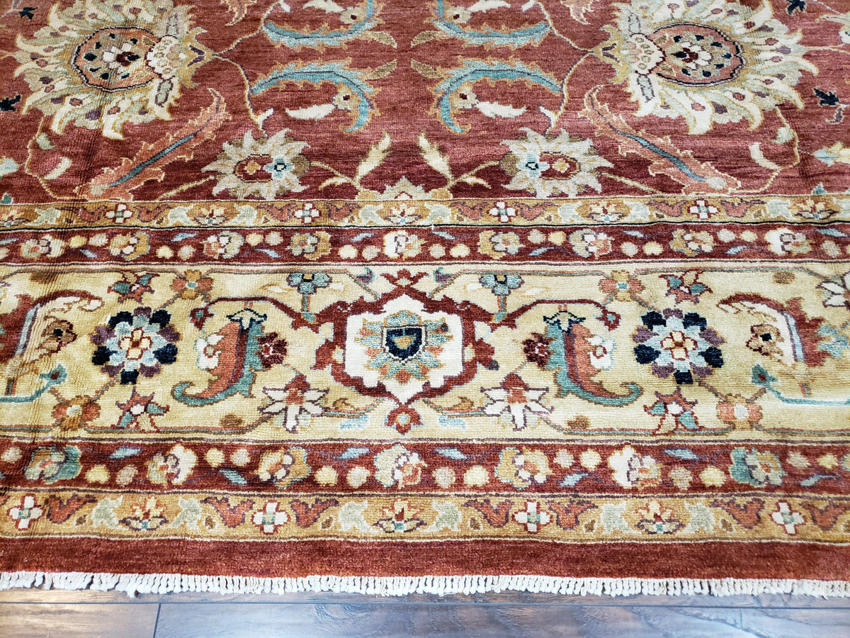 Safavieh Room Sized Rug 10x14, Wool Hand-Knotted Auburn Red & Light Gold Egyptian Mahal Oriental Carpet, 10 x 14 Large Living Room Rug - Jewel Rugs, view 6