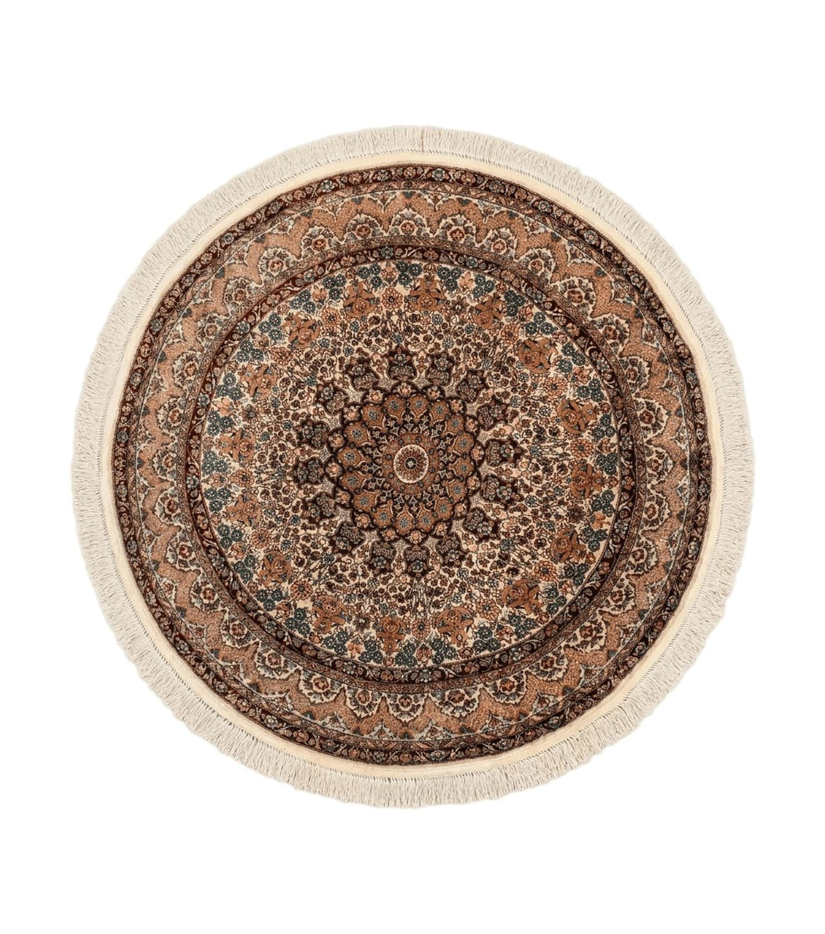 Round Silk Rug 3x3, Extremely Fine 580 KSPI, Sino Persian Round Handmade Carpet, Silk on Silk - Jewel Rugs