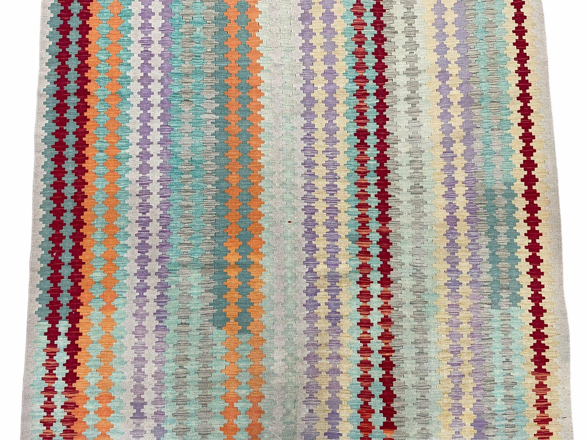 Colorful Kilim Rug 6x8 Multicolor Turkish Kilim Rug 6 x 8 Flat Weave Kilim Playful Anatolian Kilim Wool Kilim New Rug - Jewel Rugs, view 5